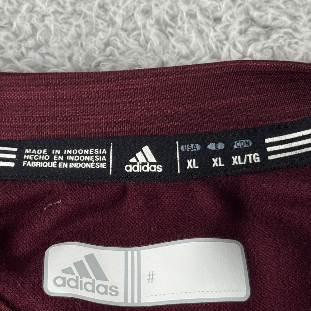 Adidas Mens XL Climalite Quarter Zip Short Sleeve Polo Baseball Maroon - Picture 4 of 8